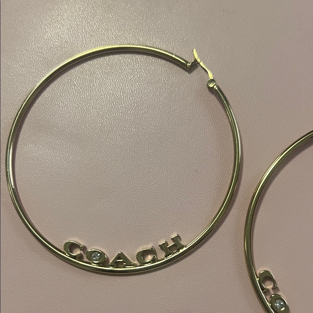 Coach Gold Logo Hoop Earrings - Picture 5 of 6
